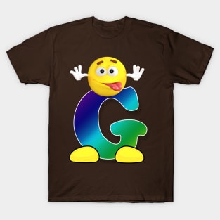 Letter G Alphabet Smiley Monogram Face Emoji Shirt for Men Women Kids T-Shirt